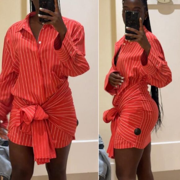 Anthropologie Red Striped Mini Dress - Picture 3 of 5